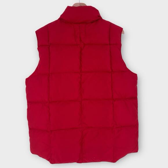 Lands' End Puffer Vest Red Snap Front Goose Down Quilted Gorpccore L - Picture 2 of 8